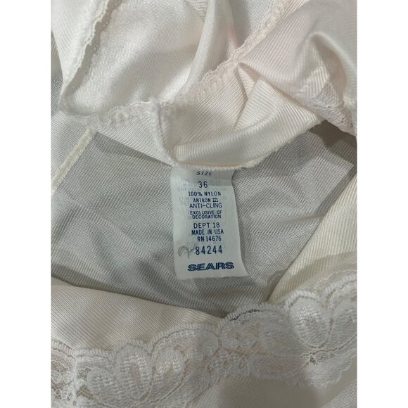 Vintage Sears Ivory Nylon Lace Slip Dress Size 36 - Picture 5 of 8